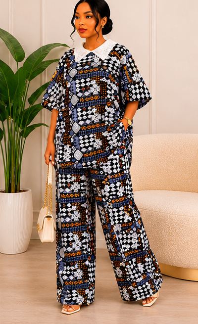 Elegant Printed Palazzo Two-Piece Set