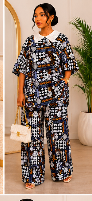 Elegant Printed Palazzo Two-Piece Set