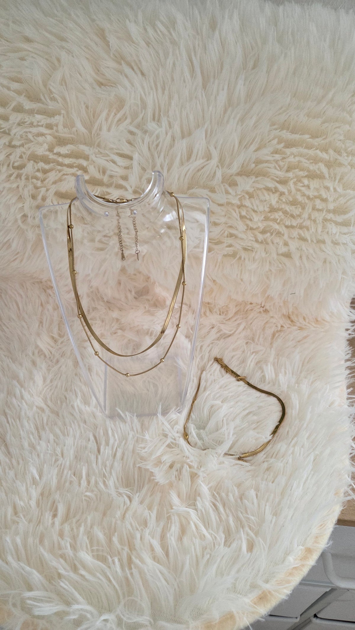 Elegant Gold-Tone Layered Necklace & Bracelet Set