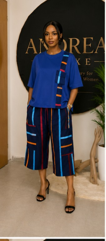 Women’s Blue Printed Two-Piece Set