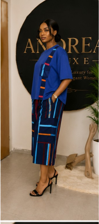 Women’s Blue Printed Two-Piece Set