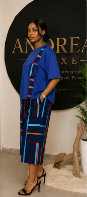 Women’s Blue Printed Two-Piece Set