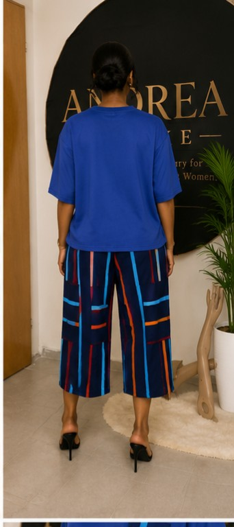 Women’s Blue Printed Two-Piece Set