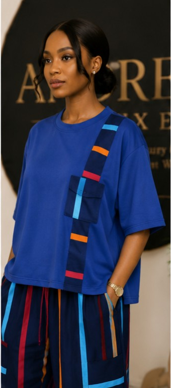 Women’s Blue Printed Two-Piece Set