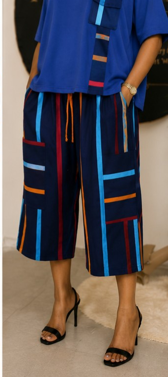 Women’s Blue Printed Two-Piece Set