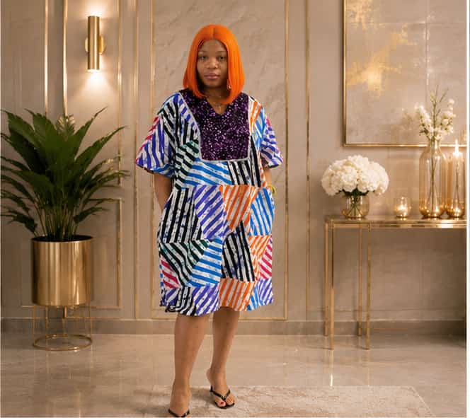 Women’s African Print Midi Dress – Colorful Short Sleeve