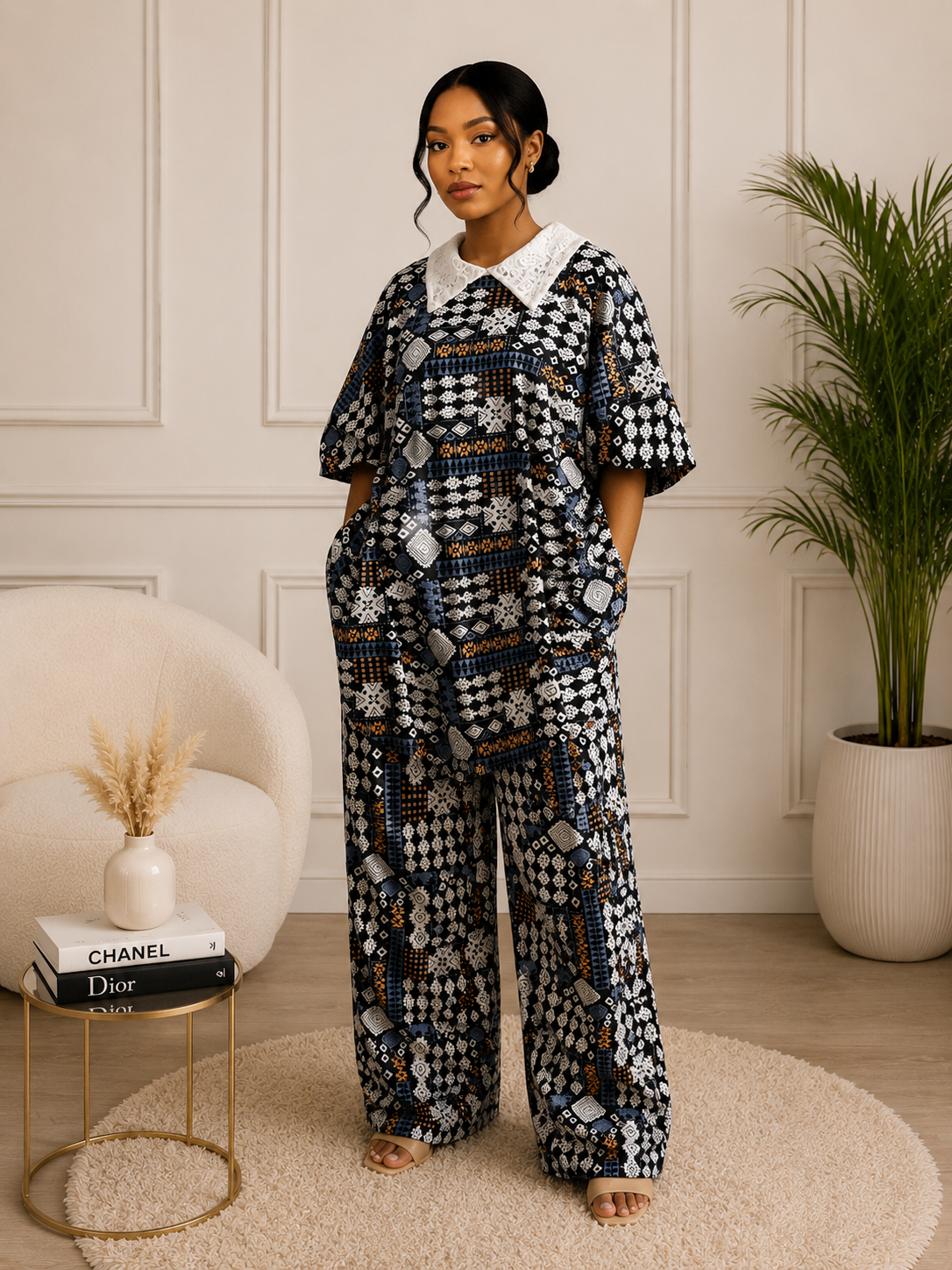Elegant Printed Palazzo Two-Piece Set