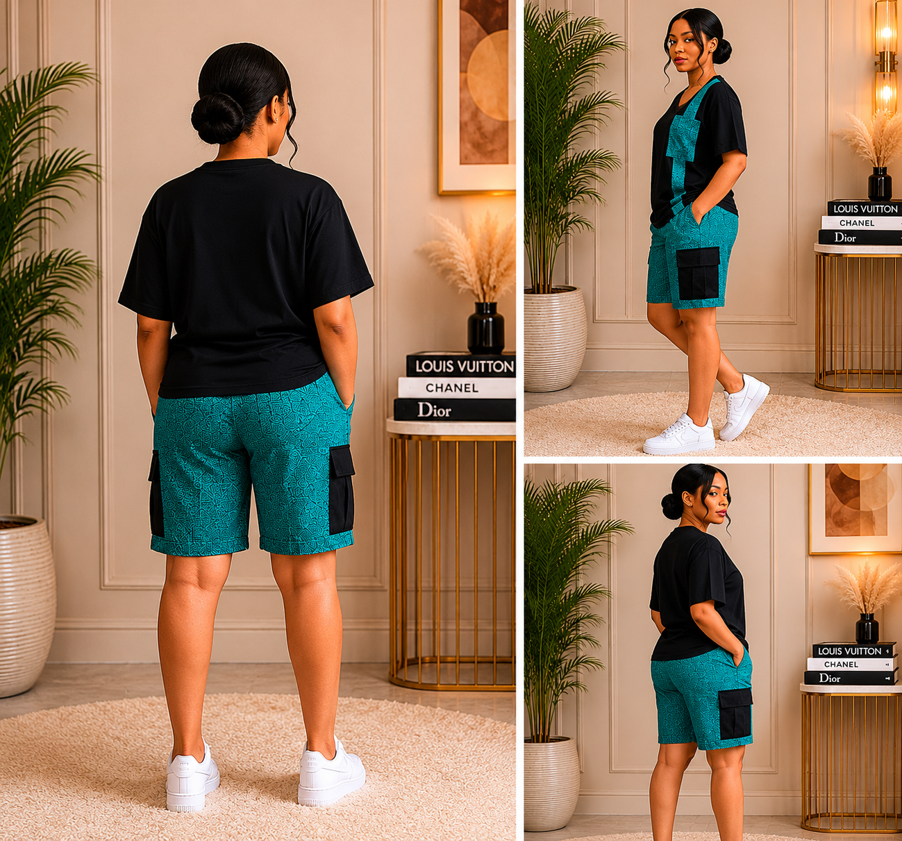 Casual Cargo Shorts Two-Piece Set