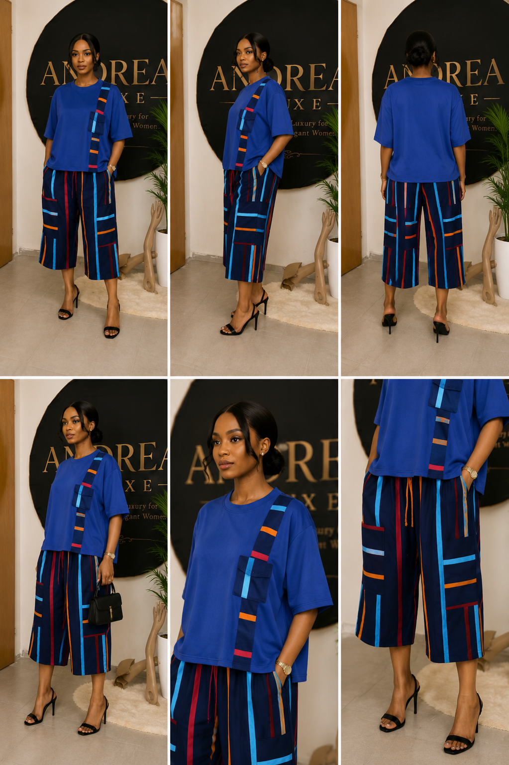 Women’s Blue Printed Two-Piece Set