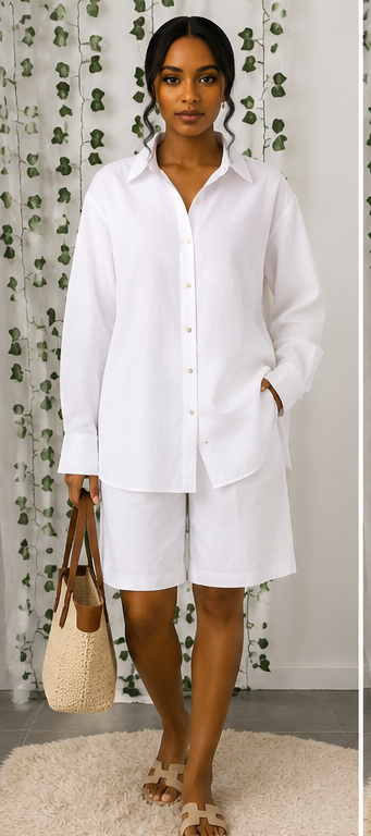 Ivory Luxe Relaxed Shirt & Tailored Shorts Set