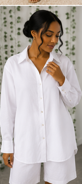 Ivory Luxe Relaxed Shirt & Tailored Shorts Set
