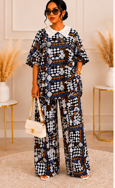 Elegant Printed Palazzo Two-Piece Set
